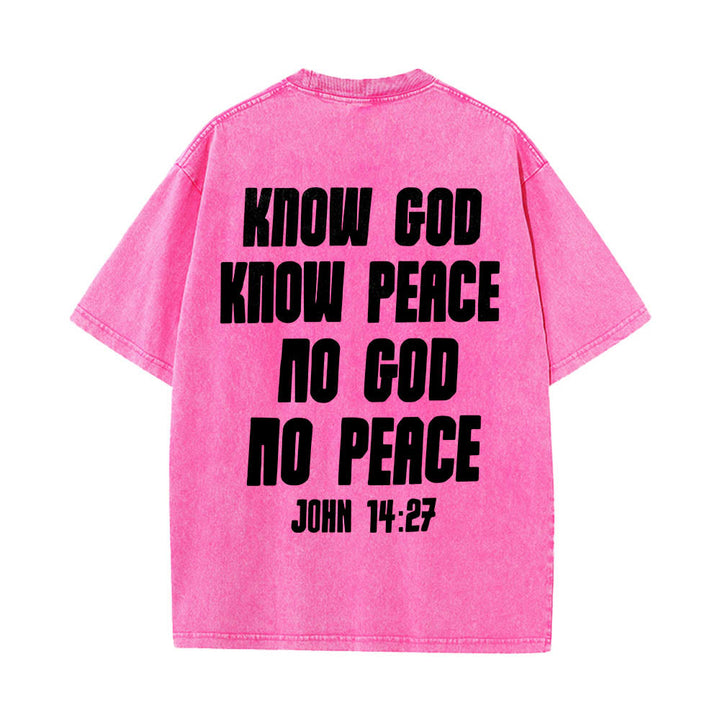 Christianartworkshop Maglietta lavata con stampa frontale "Thorn Crown Jesus Bust" e scritta "Know God Know Peace" (Conosci Dio, Conosci la Pace), con testo sul retro "John 14:27". - image 23