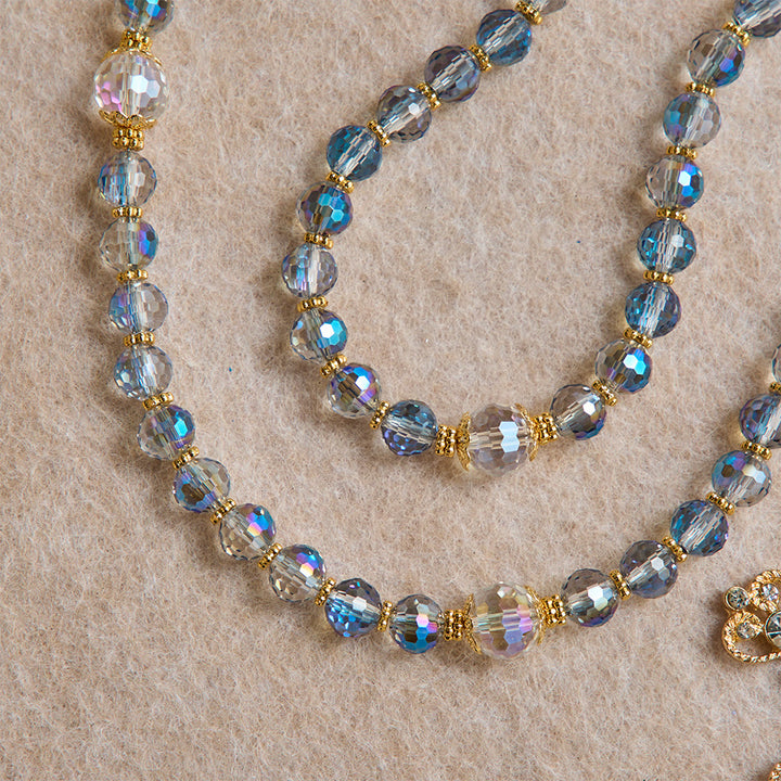 Christianartworkshop Rosario con perline blu iridescenti, con la Madonna di Aparecida e crocifisso con strass: rosario personalizzato con nome, ricordo per la cappella. - image 8