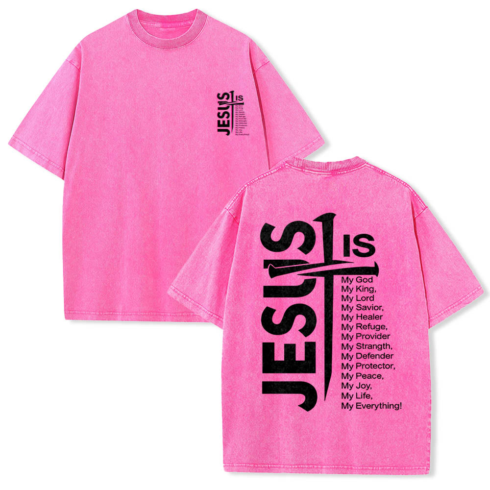 Christianartworkshop Mini emblema frontale, grande croce di Gesù sul retro, elenco degli attributi, stampa su entrambi i lati, t-shirt lavata - Rosa - 5XL - image 21