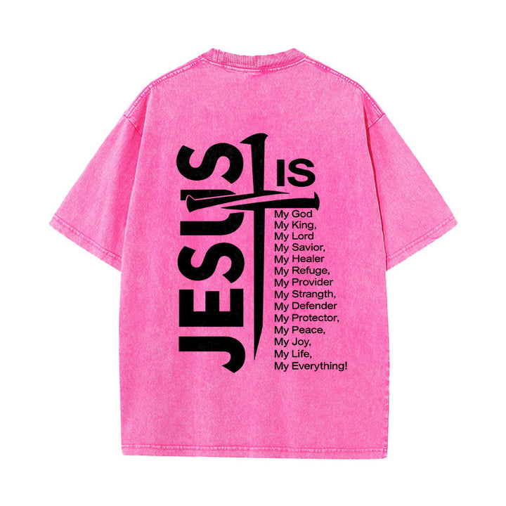 Christianartworkshop Mini emblema frontale, grande croce di Gesù sul retro, elenco degli attributi, stampa su entrambi i lati, t-shirt lavata - image 23
