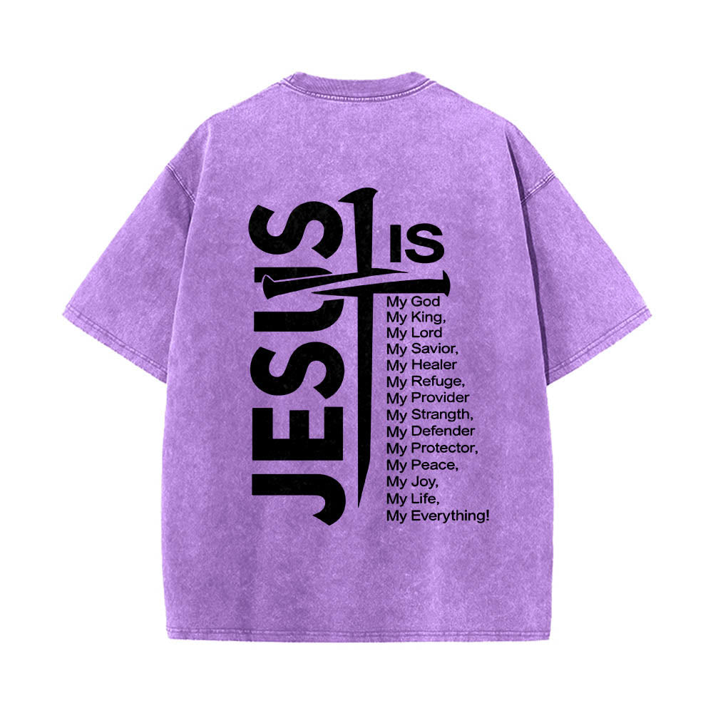 Christianartworkshop Mini emblema frontale, grande croce di Gesù sul retro, elenco degli attributi, stampa su entrambi i lati, t-shirt lavata - image 20