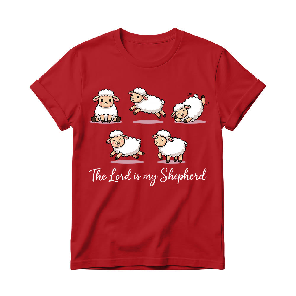 Christianartworkshop Maglietta girocollo da donna con tema senza tempo Salmo 23, pecora dei cartoni animati e frase biblica in corsivo. - Rosso - 4XL - image 14