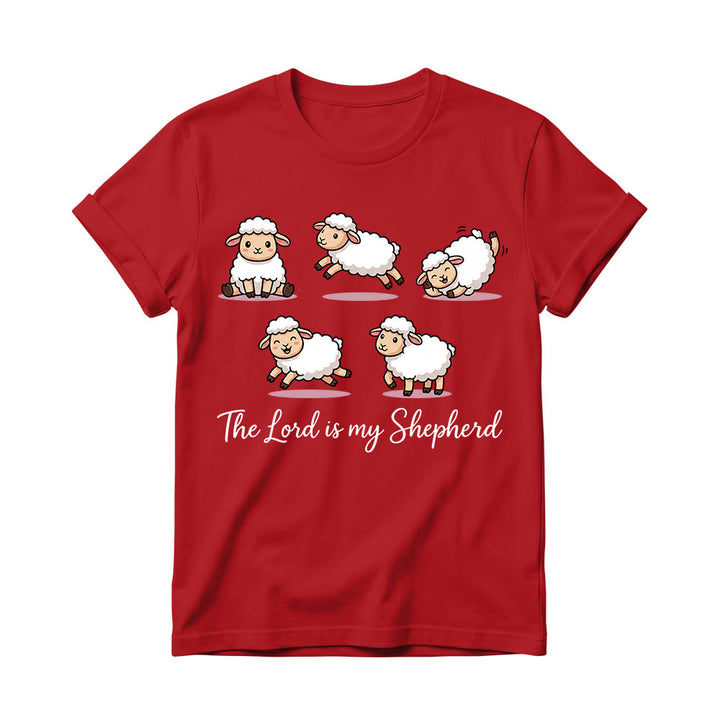 Christianartworkshop Maglietta girocollo da donna con tema senza tempo Salmo 23, pecora dei cartoni animati e frase biblica in corsivo. - Rosso - 4XL - image 14