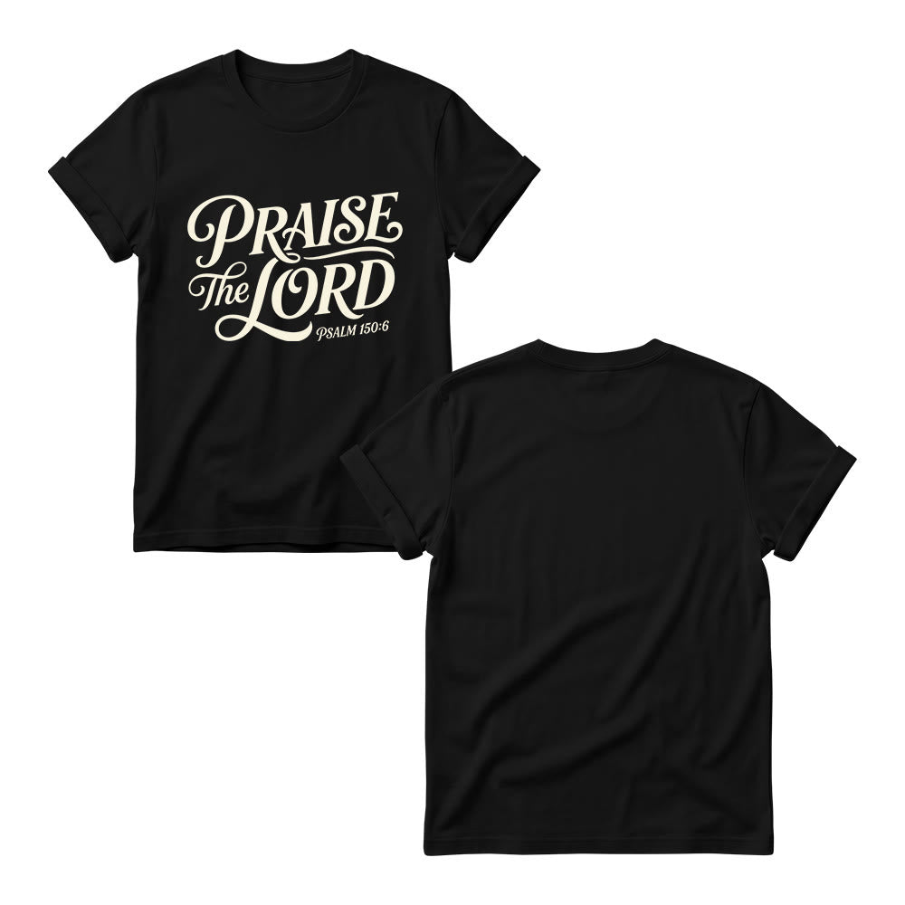 Christianartworkshop T-shirt girocollo da donna con scritta elaborata e riccia "Lode al Signore Salmo 150:6" - image 5