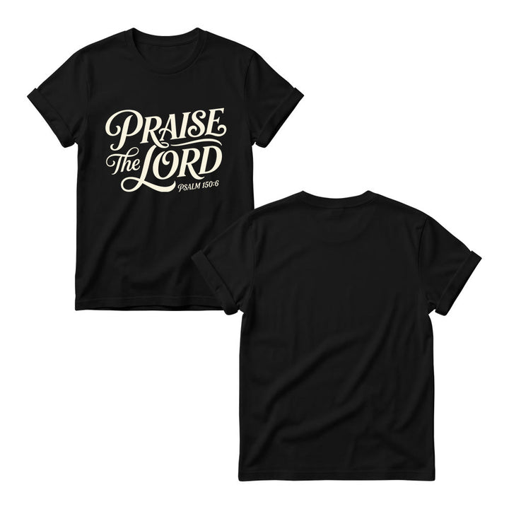 Christianartworkshop T-shirt girocollo da donna con scritta elaborata e riccia "Lode al Signore Salmo 150:6" - image 5