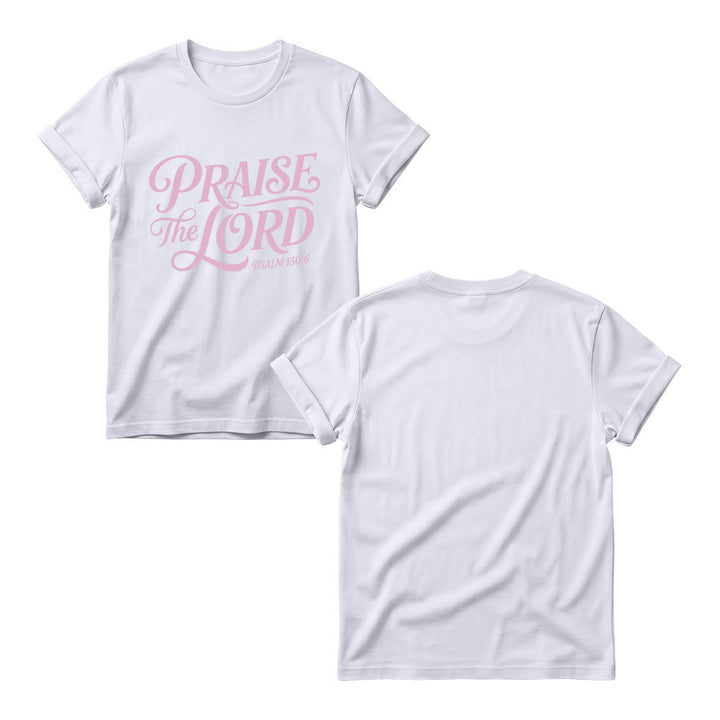 Christianartworkshop T-shirt girocollo da donna con scritta elaborata e riccia "Lode al Signore Salmo 150:6" - image 3