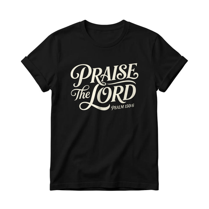Christianartworkshop T-shirt girocollo da donna con scritta elaborata e riccia "Lode al Signore Salmo 150:6" - Nero - 4XL - image 4