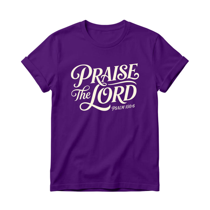 Christianartworkshop T-shirt girocollo da donna con scritta elaborata e riccia "Lode al Signore Salmo 150:6" - Viola - 4XL - image 12