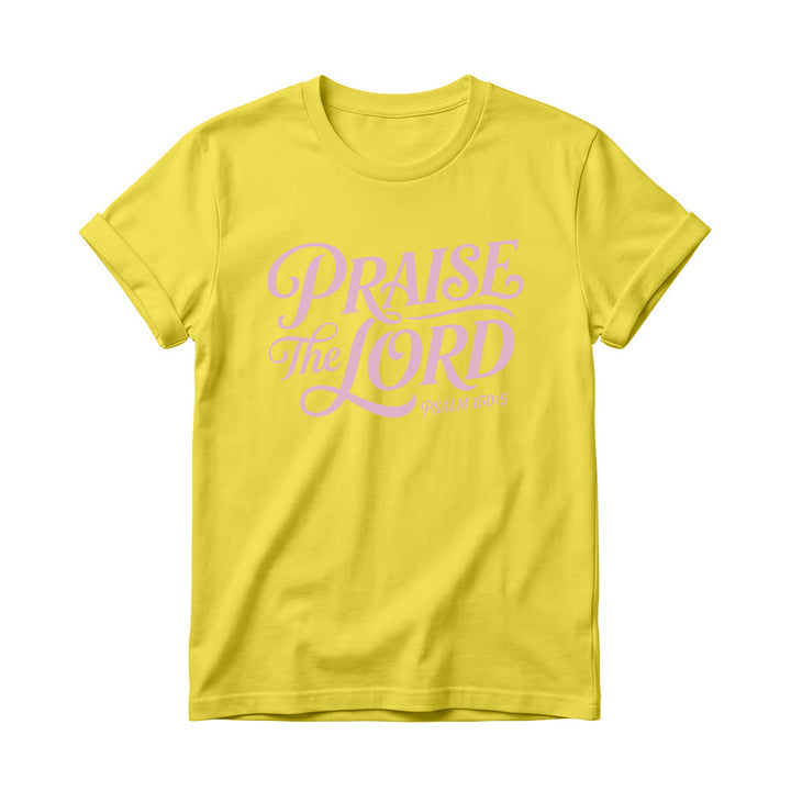 Christianartworkshop T-shirt girocollo da donna con scritta elaborata e riccia "Lode al Signore Salmo 150:6" - Giallo - 4XL - image 6