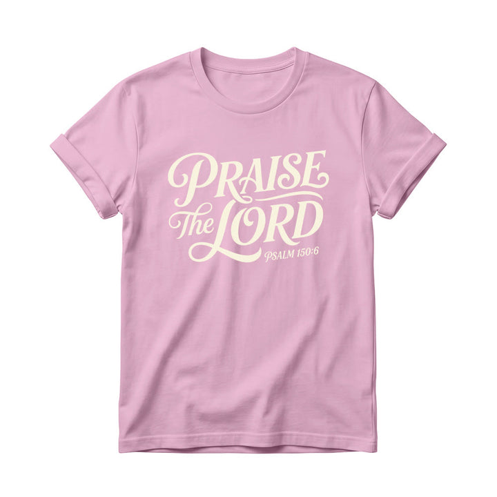 Christianartworkshop T-shirt girocollo da donna con scritta elaborata e riccia "Lode al Signore Salmo 150:6" - Rosa - 4XL - image 0