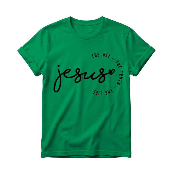 Christianartworkshop Maglietta girocollo da donna con scritta a mano "Jesus Heart Accent Curved Arc The Way The Truth The Life". - Verde - 4XL - image 16