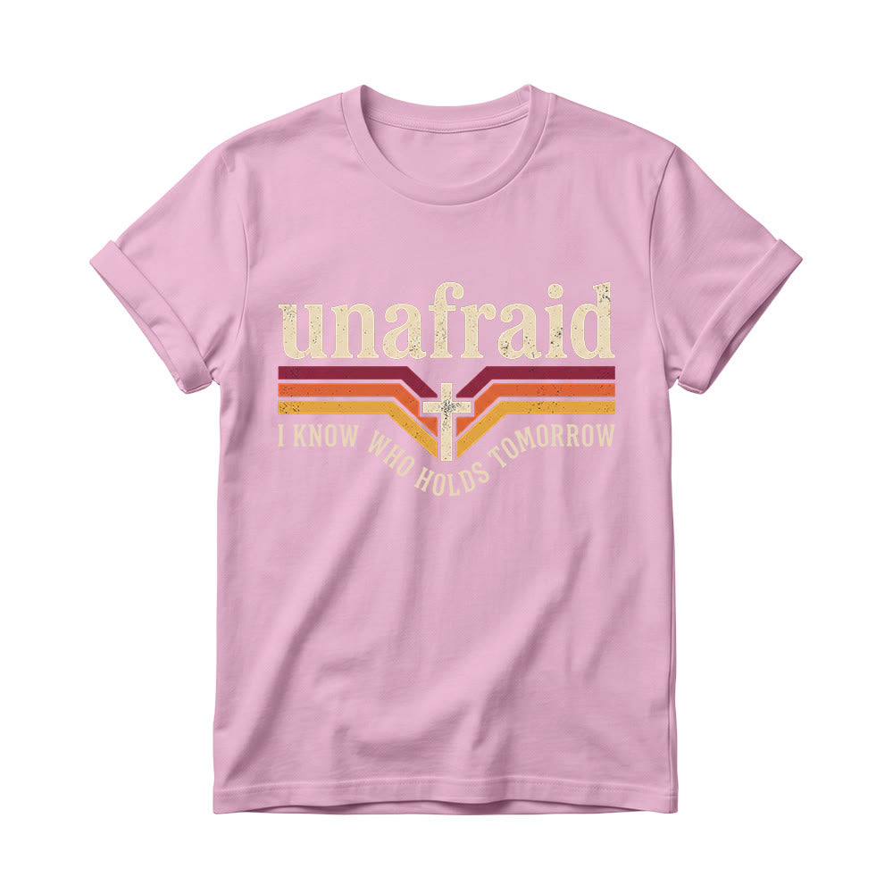 Christianartworkshop T-shirt girocollo da donna con stampa retrò a righe, croce, senza paura e orlo curvo. - Rosa - 4XL - image 4