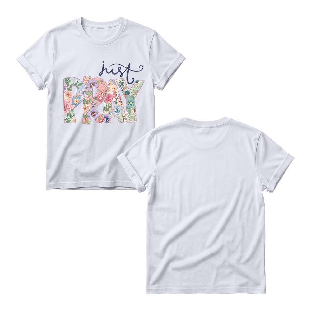 Christianartworkshop Maglietta girocollo da donna con scritta "Floral Fill Pray Letter Top Cursive Just". - image 7