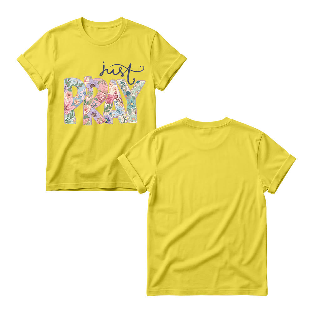Christianartworkshop Maglietta girocollo da donna con scritta "Floral Fill Pray Letter Top Cursive Just". - image 9
