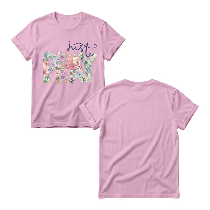 Christianartworkshop Maglietta girocollo da donna con scritta "Floral Fill Pray Letter Top Cursive Just". - image 5