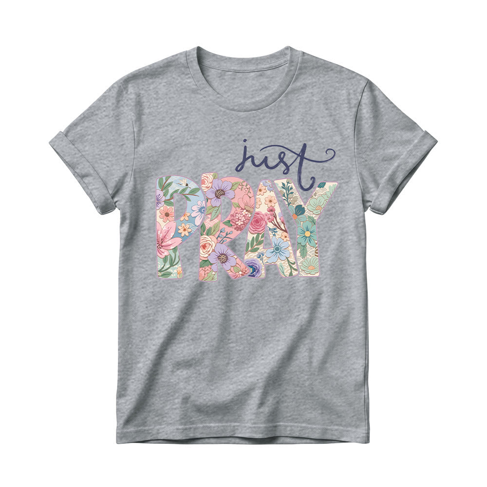 Christianartworkshop Maglietta girocollo da donna con scritta "Floral Fill Pray Letter Top Cursive Just". - Grigio - 4XL - image 10