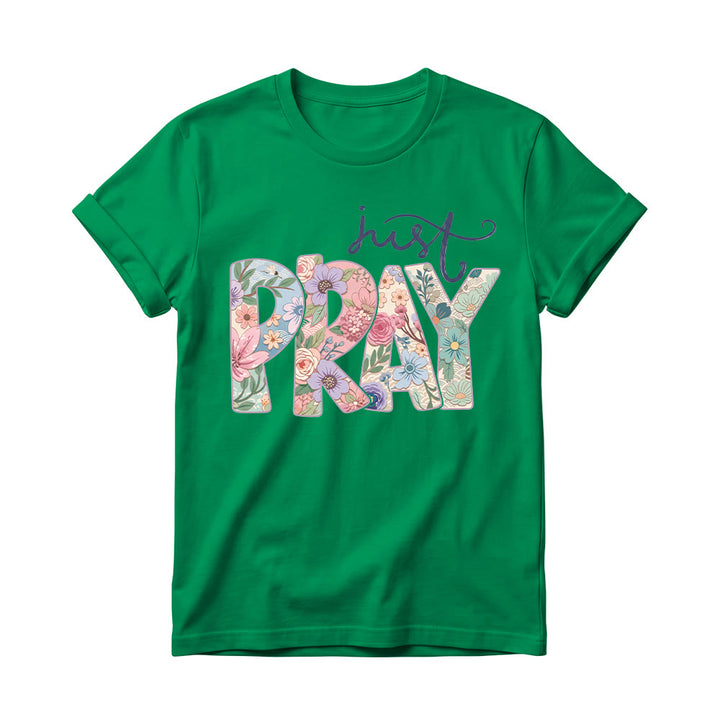 Christianartworkshop Maglietta girocollo da donna con scritta "Floral Fill Pray Letter Top Cursive Just". - Verde - 4XL - image 16