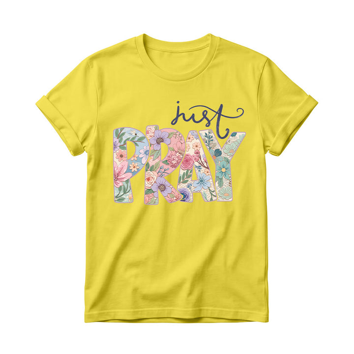 Christianartworkshop Maglietta girocollo da donna con scritta "Floral Fill Pray Letter Top Cursive Just". - Giallo - 4XL - image 8
