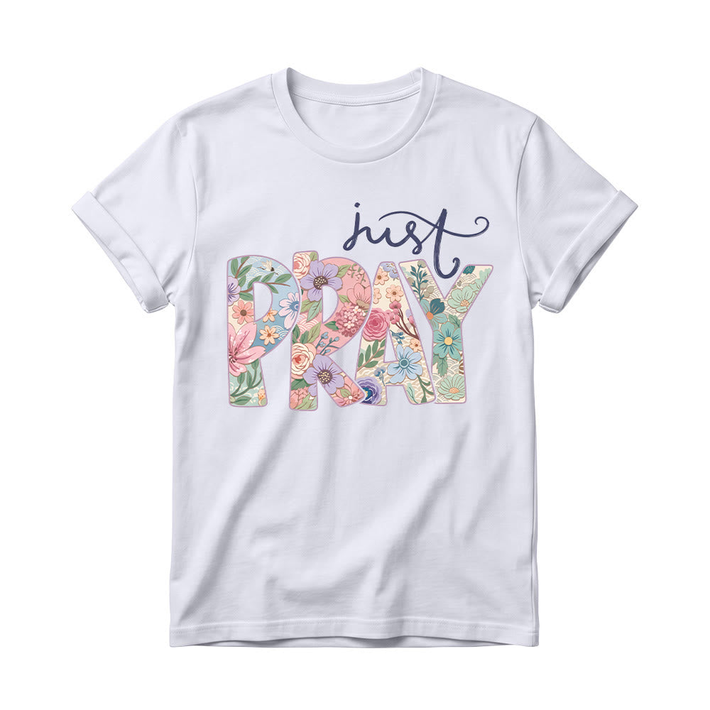 Christianartworkshop Maglietta girocollo da donna con scritta "Floral Fill Pray Letter Top Cursive Just". - Bianco - 4XL - image 6