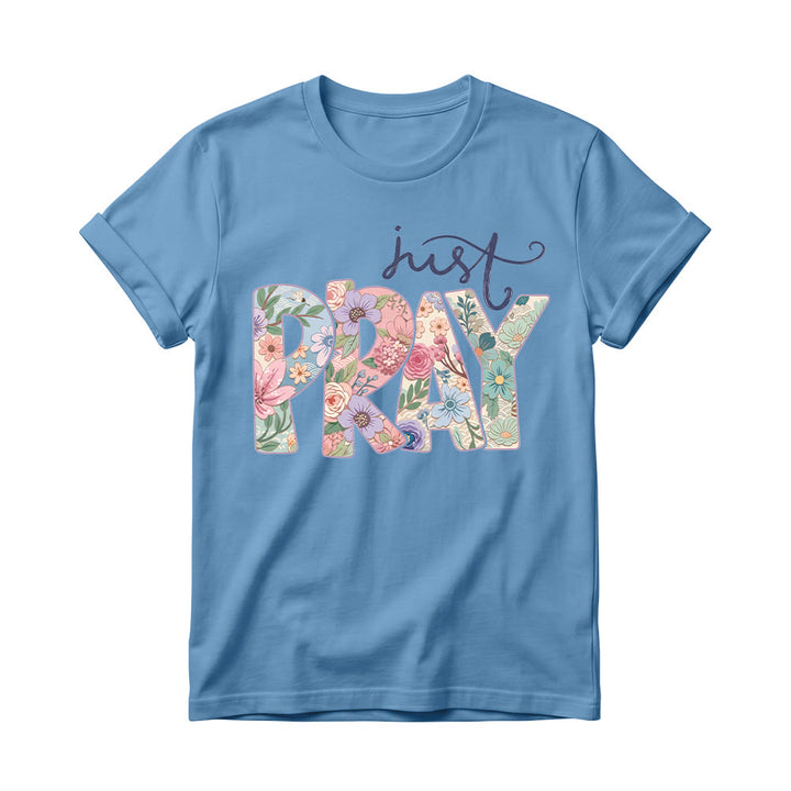 Christianartworkshop Maglietta girocollo da donna con scritta "Floral Fill Pray Letter Top Cursive Just". - Blu - 4XL - image 2
