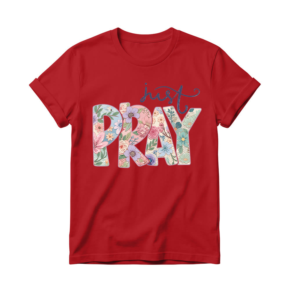 Christianartworkshop Maglietta girocollo da donna con scritta "Floral Fill Pray Letter Top Cursive Just". - Rosso - 4XL - image 14