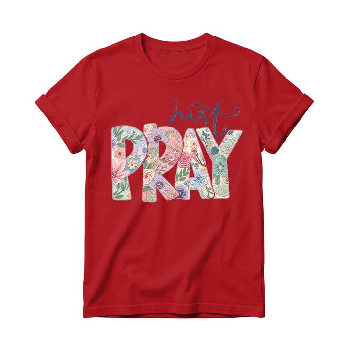 Christianartworkshop Maglietta girocollo da donna con scritta "Floral Fill Pray Letter Top Cursive Just". - Rosso - 4XL - image 14