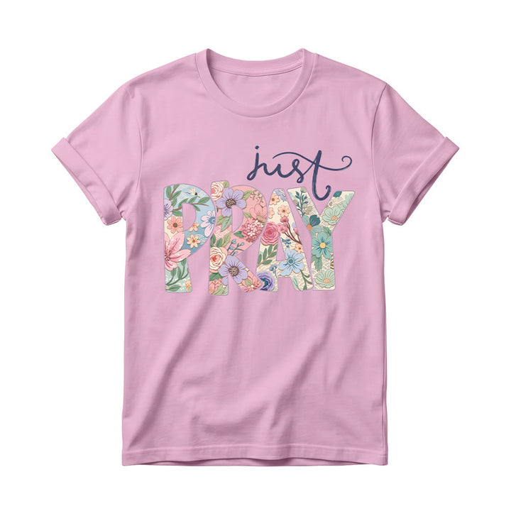 Christianartworkshop Maglietta girocollo da donna con scritta "Floral Fill Pray Letter Top Cursive Just". - Rosa - 4XL - image 4