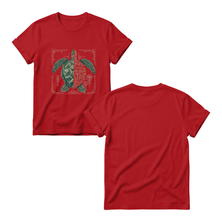 Christianartworkshop T-shirt girocollo da donna con motivo geometrico a tartaruga marina, bordo decorato e frase devozionale del Salmo. - image 15