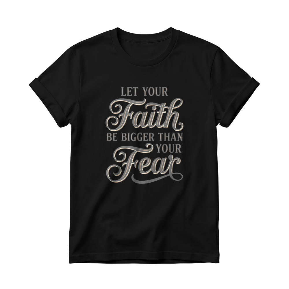 Christianartworkshop T-shirt girocollo casual da donna con scritta decorativa in corsivo "Fede e Paura" - Nero - 4XL - image 7