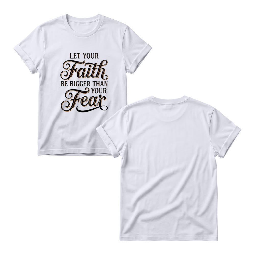 Christianartworkshop T-shirt girocollo casual da donna con scritta decorativa in corsivo "Fede e Paura" - image 2