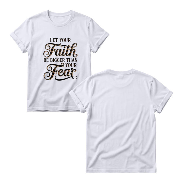 Christianartworkshop T-shirt girocollo casual da donna con scritta decorativa in corsivo "Fede e Paura" - image 2