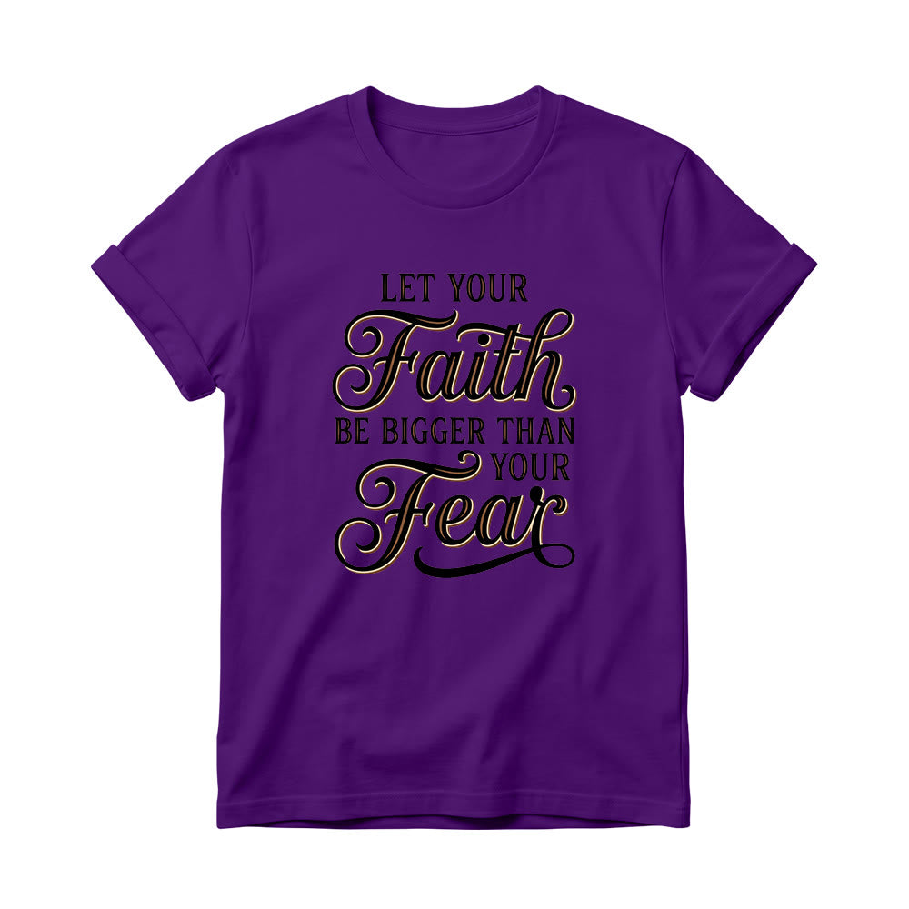 Christianartworkshop T-shirt girocollo casual da donna con scritta decorativa in corsivo "Fede e Paura" - Viola - 4XL - image 3