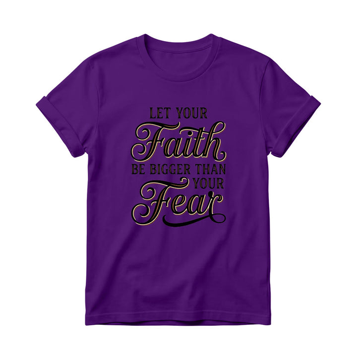 Christianartworkshop T-shirt girocollo casual da donna con scritta decorativa in corsivo "Fede e Paura" - Viola - 4XL - image 3