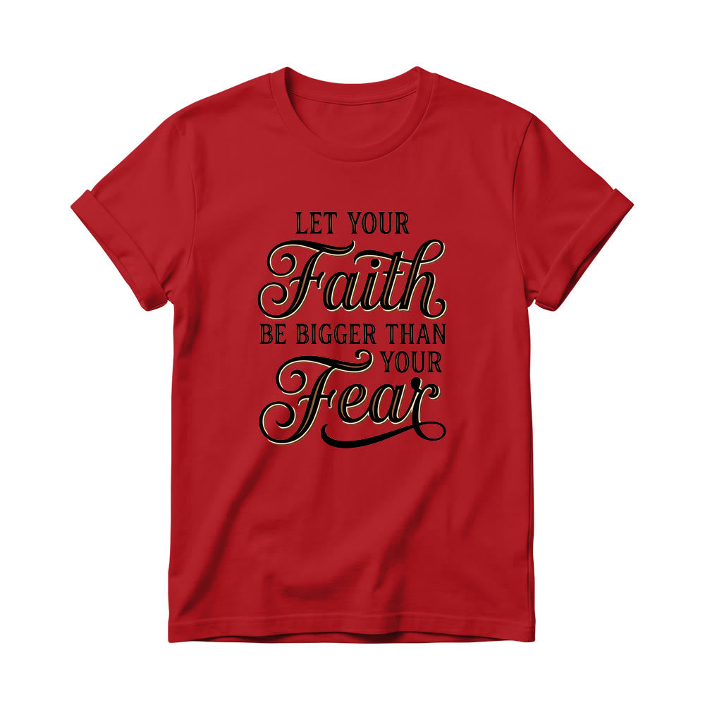 Christianartworkshop T-shirt girocollo casual da donna con scritta decorativa in corsivo "Fede e Paura" - Rosso - 4XL - image 15
