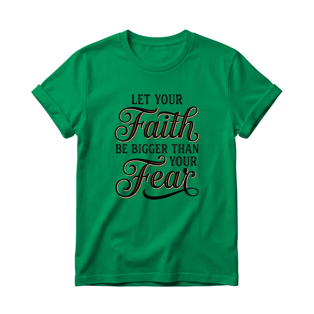 Christianartworkshop T-shirt girocollo casual da donna con scritta decorativa in corsivo "Fede e Paura" - Verde - 4XL - image 17