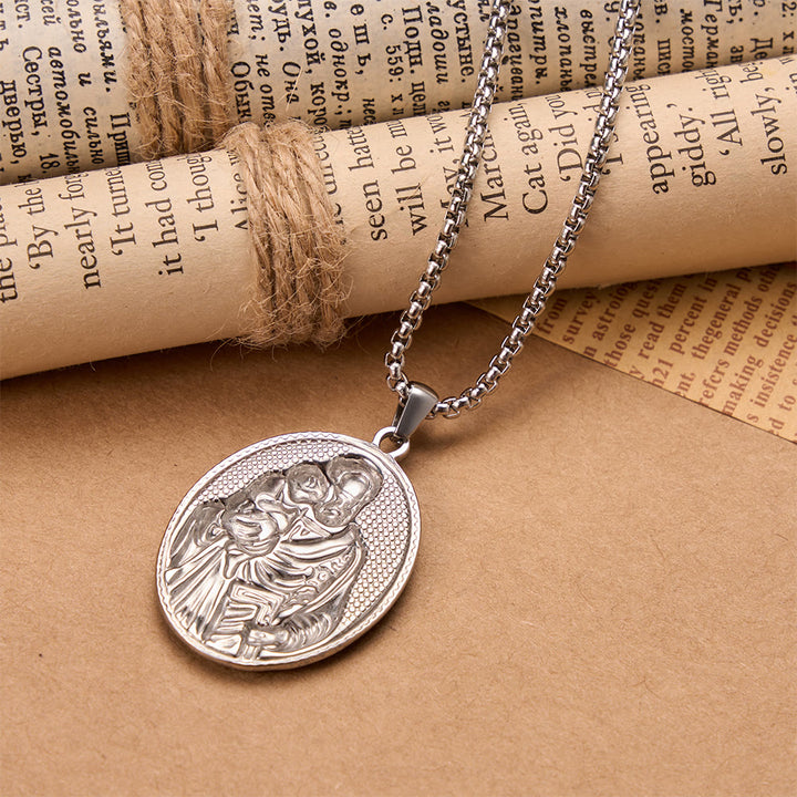 Christianartworkshop Collana con ciondolo ovale a immagine sacra di San Giuseppe: emblema senza tempo di dolce protezione celeste. - image 6