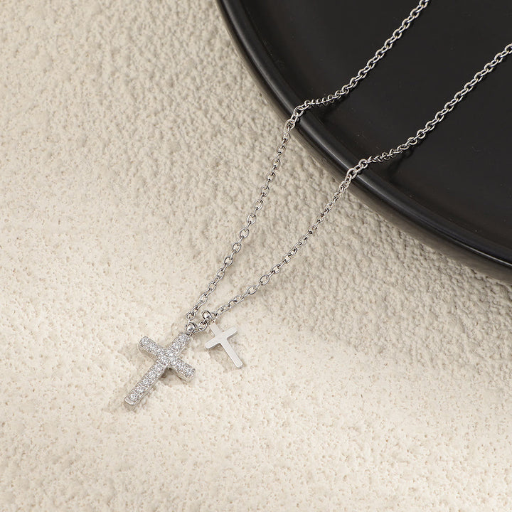 Christianartworkshop Collana a doppio strato con mini ciondoli a croce: emblema senza tempo di dolce protezione celeste. - Argento - image 4