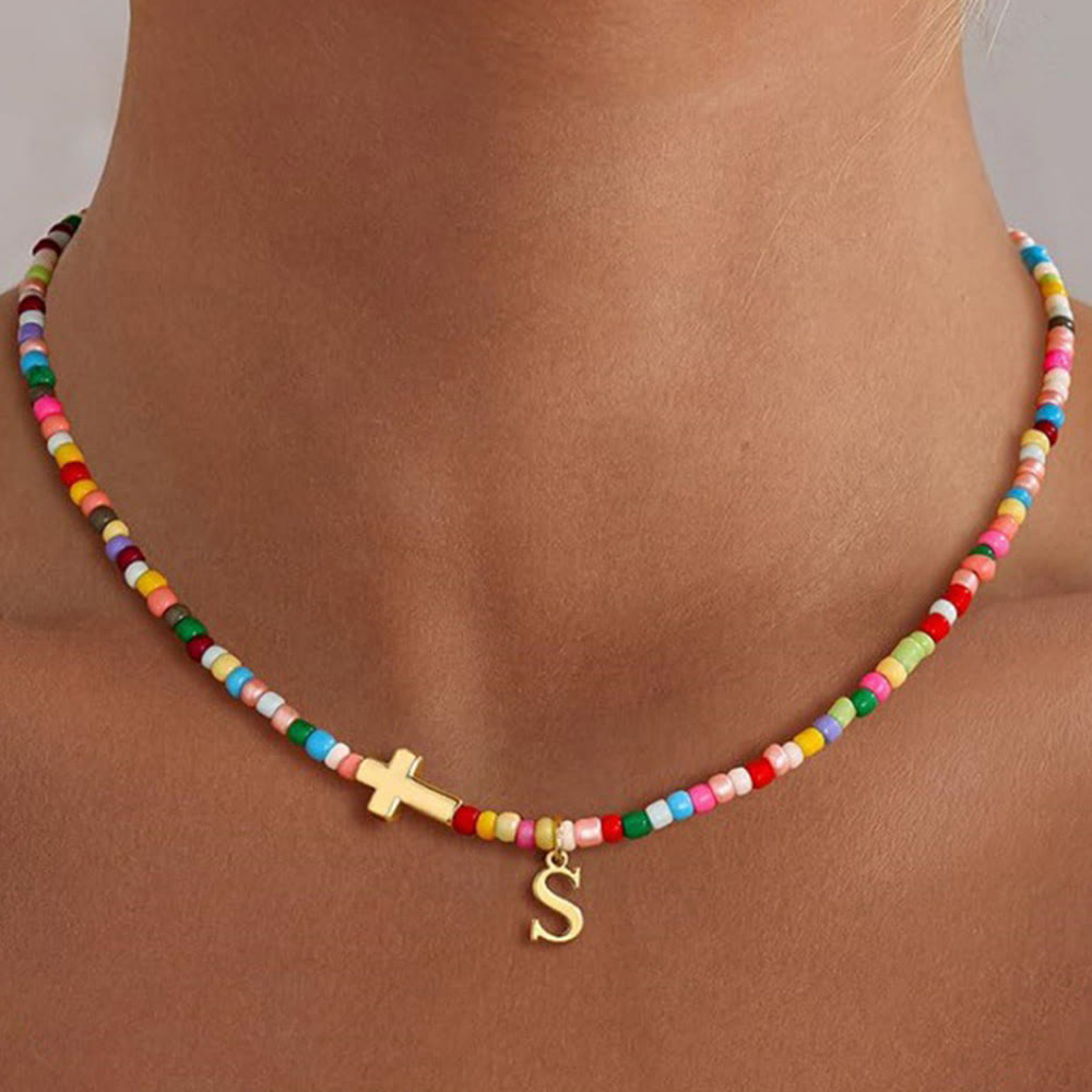 Christianartworkshop Collana girocollo con ciondolo a croce personalizzato con lettere dell'alfabeto: un simbolo senza tempo di dolce protezione celeste. - S - image 16