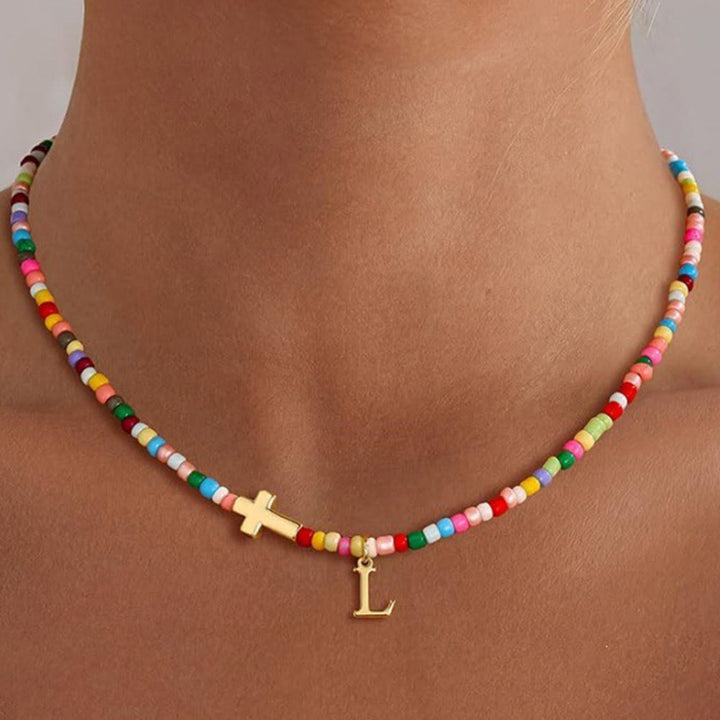 Christianartworkshop Collana girocollo con ciondolo a croce personalizzato con lettere dell'alfabeto: un simbolo senza tempo di dolce protezione celeste. - L - image 13