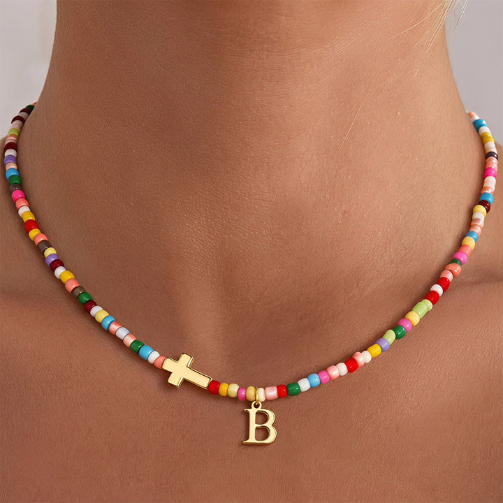 Christianartworkshop Collana girocollo con ciondolo a croce personalizzato con lettere dell'alfabeto: un simbolo senza tempo di dolce protezione celeste. - B - image 3
