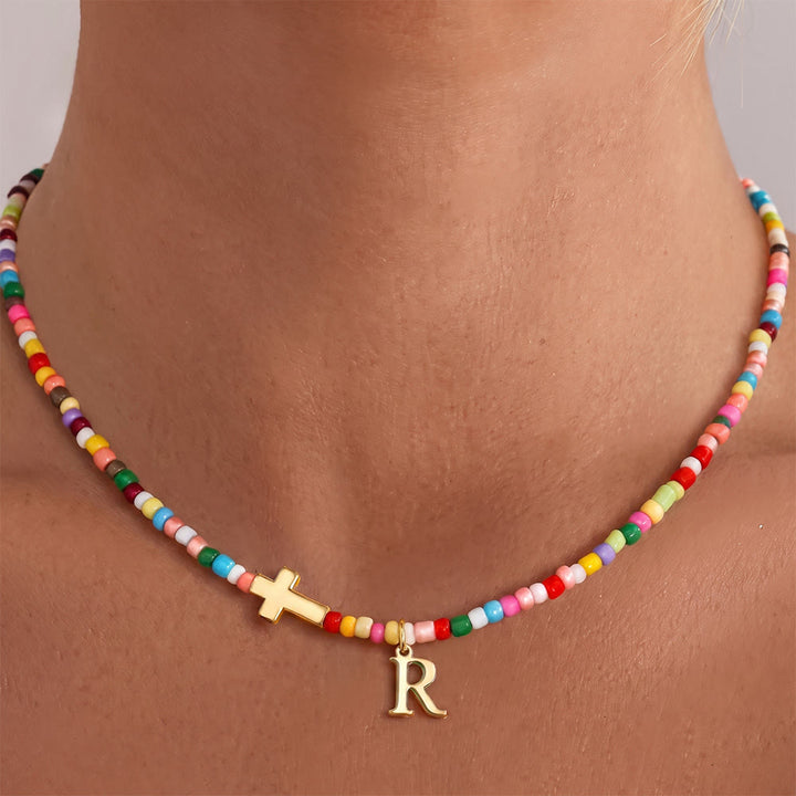 Christianartworkshop Collana girocollo con ciondolo a croce personalizzato con lettere dell'alfabeto: un simbolo senza tempo di dolce protezione celeste. - R - image 15