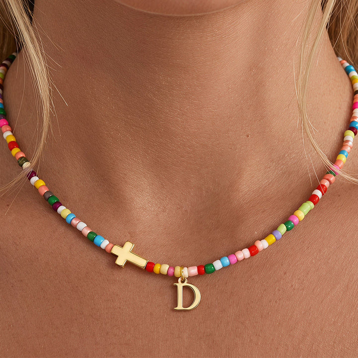 Christianartworkshop Collana girocollo con ciondolo a croce personalizzato con lettere dell'alfabeto: un simbolo senza tempo di dolce protezione celeste. - D - image 6