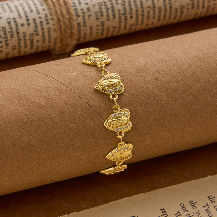 Christianartworkshop Bracciale con medaglione a forma di cuore e decorazioni scintillanti della Madonna di Guadalupe: emblema senza tempo di dolce protezione celeste. - image 2