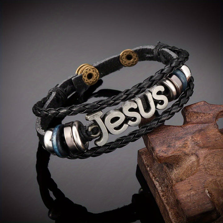 Christianartworkshop Bracciale regolabile a doppio strato intrecciato con la lettera di Gesù: simbolo senza tempo di dolce protezione celeste. - Argento - image 6