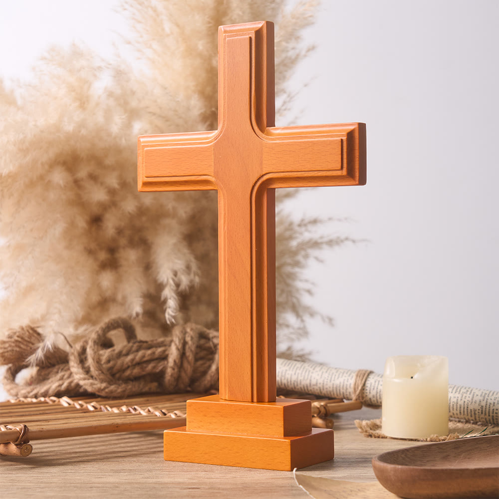 Christianartworkshop - Croce in legno da scrivania con base: un sottile segno di serenità spirituale - image 2