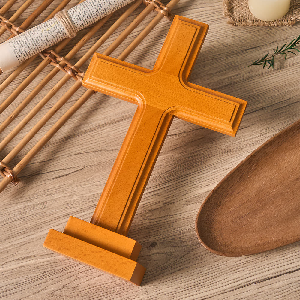 Christianartworkshop - Croce in legno da scrivania con base: un sottile segno di serenità spirituale - image 3