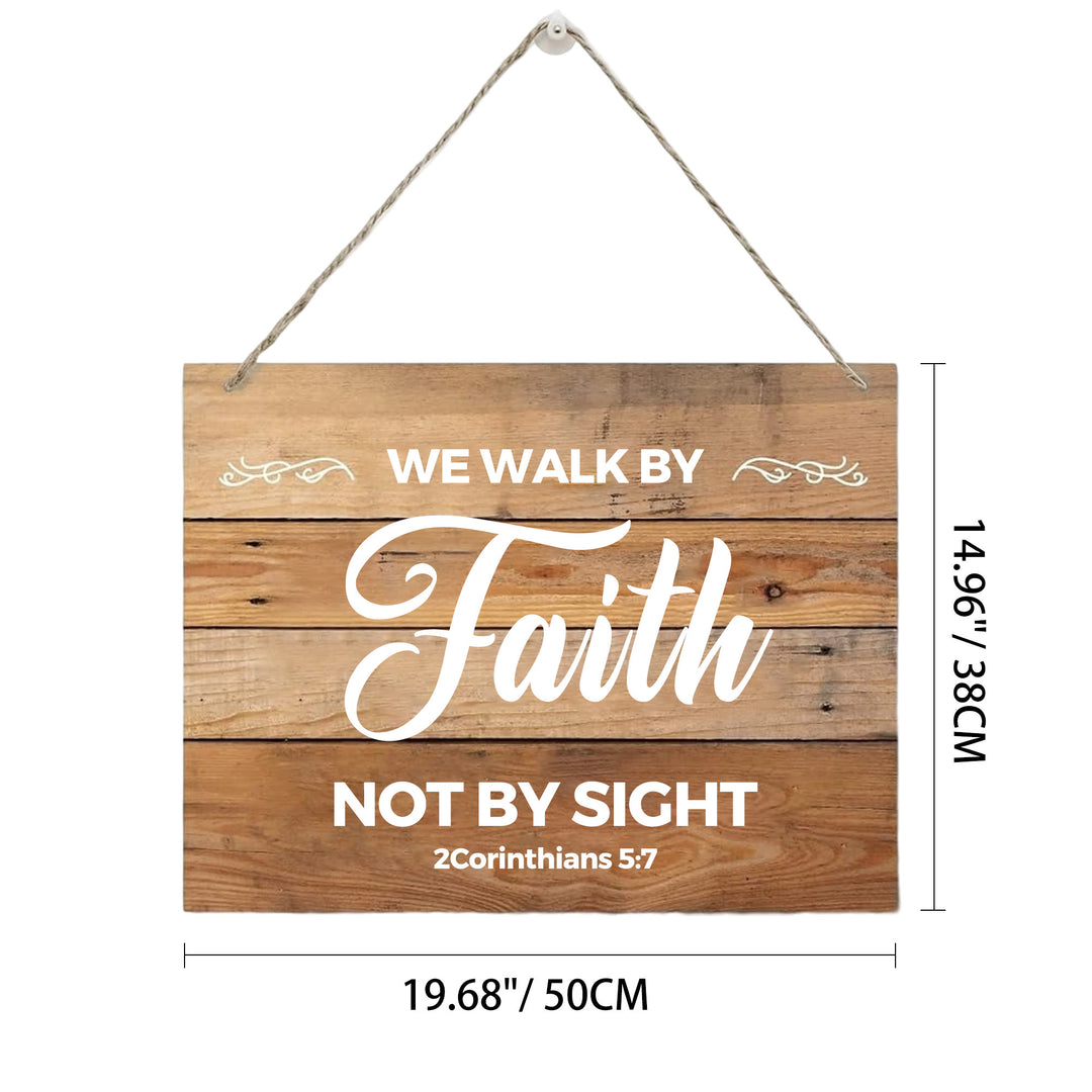 Christianartworkshop 2 Corinzi 5:7 Versetto biblico Decorazione rustica da appendere al muro in legno: Emblema di fede e devozione - 19,69''*14,96''*0,2''/50*38*0,5cm - image 6