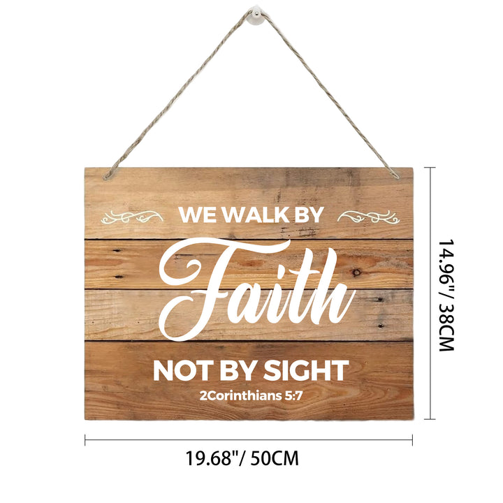 Christianartworkshop 2 Corinzi 5:7 Versetto biblico Decorazione rustica da appendere al muro in legno: Emblema di fede e devozione - 19,69''*14,96''*0,2''/50*38*0,5cm - image 6