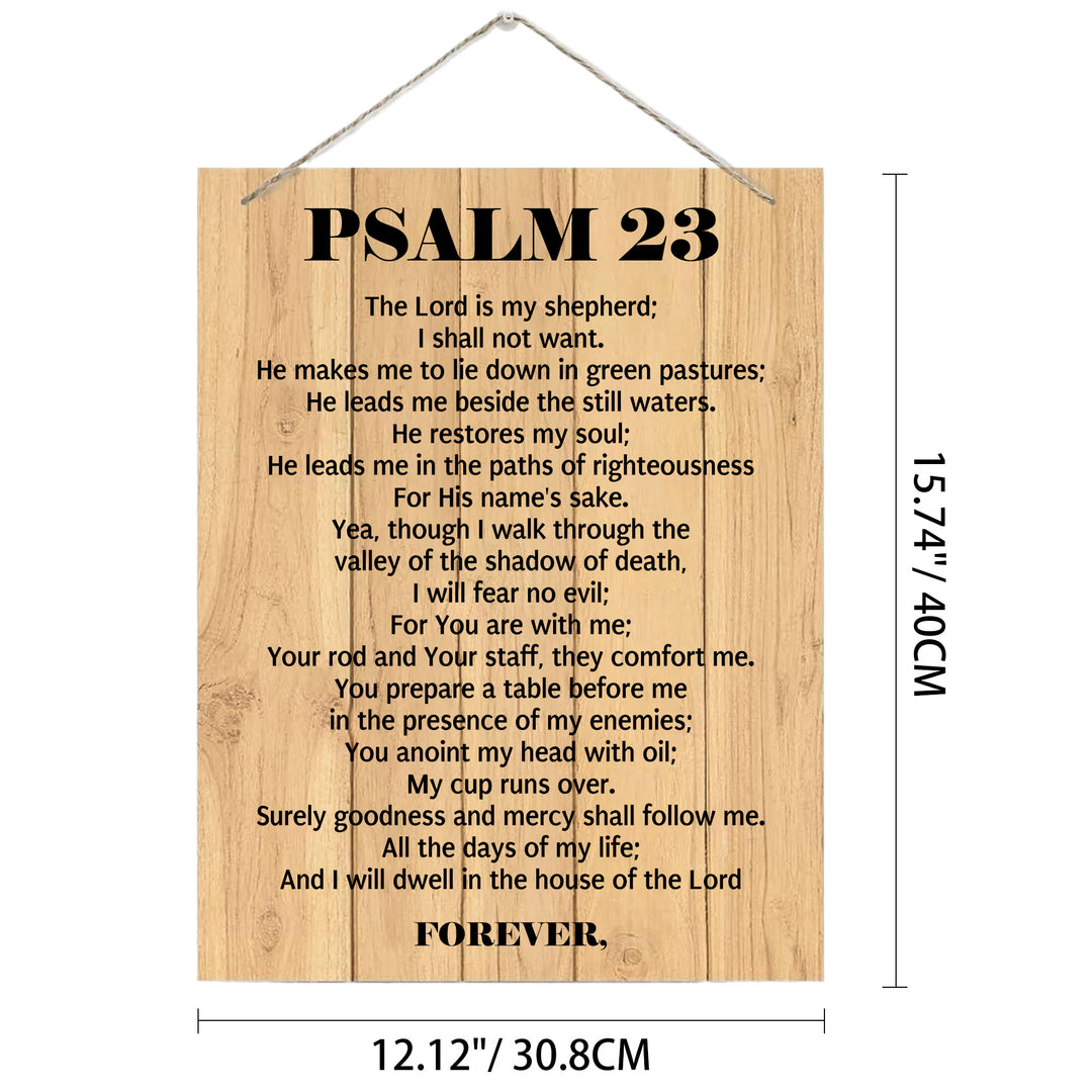 Christianartworkshop Salmo 23 - Testo completo del versetto biblico - Decorazione murale rustica in legno: Emblema della divina protezione pastorale - 12,13''*15,75''*0,2''/30,8*40*0,5 cm - image 5