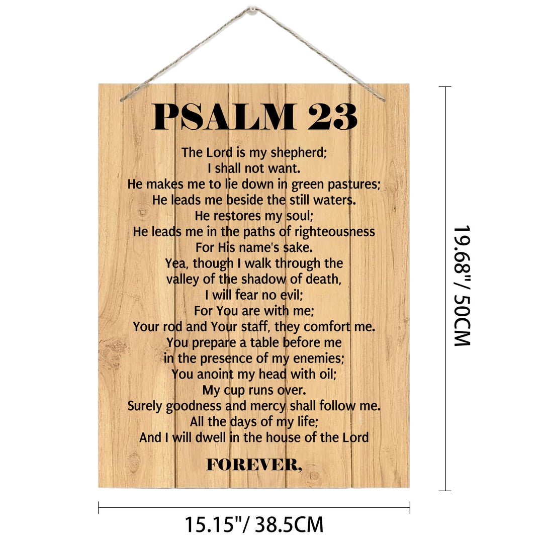 Christianartworkshop Salmo 23 - Testo completo del versetto biblico - Decorazione murale rustica in legno: Emblema della divina protezione pastorale - 15,16''*19,69''*0,2''/38,5*50*0,5 cm - image 6